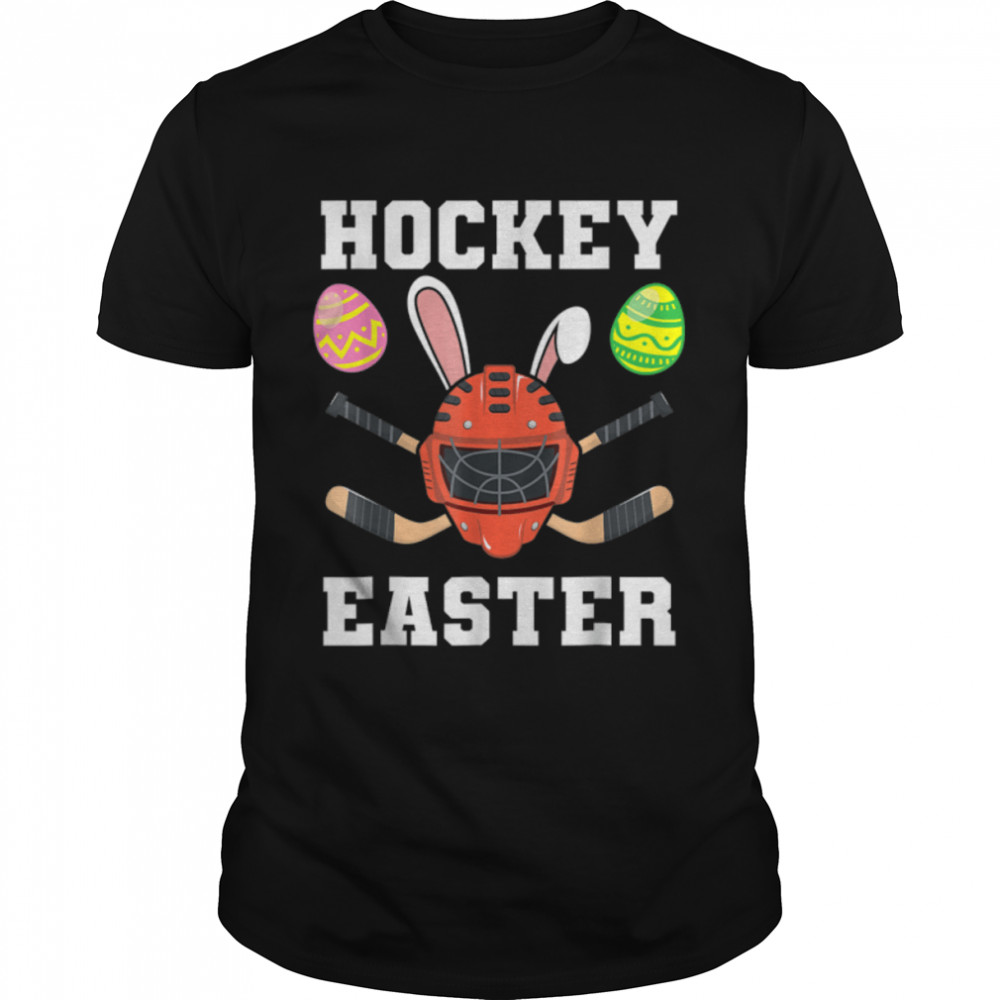 Hockey Easter Egg Bunny Rabbit Helmet Sport Player T-Shirt B09W914GGY