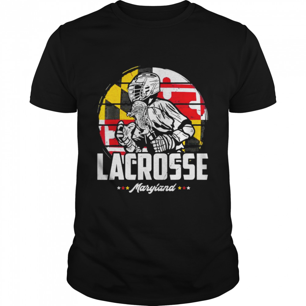 Lacrosse Player Maryland Flag Lax Retro  Classic Men's T-shirt