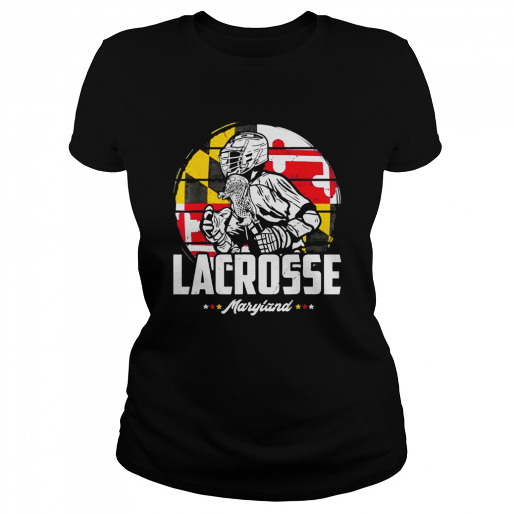 Lacrosse Player Maryland Flag Lax Retro  Classic Women's T-shirt