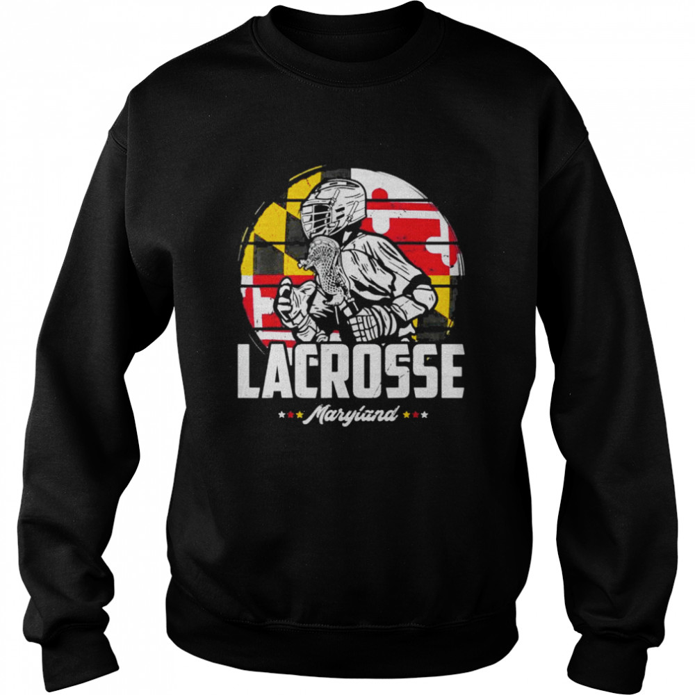 Lacrosse Player Maryland Flag Lax Retro  Unisex Sweatshirt