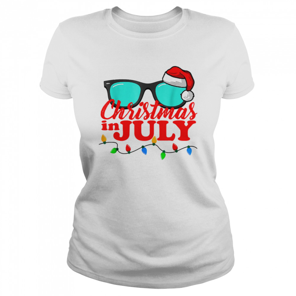 Christmas In July Santa Hat Sunglasses Summer Celebration T- Classic Women's T-shirt