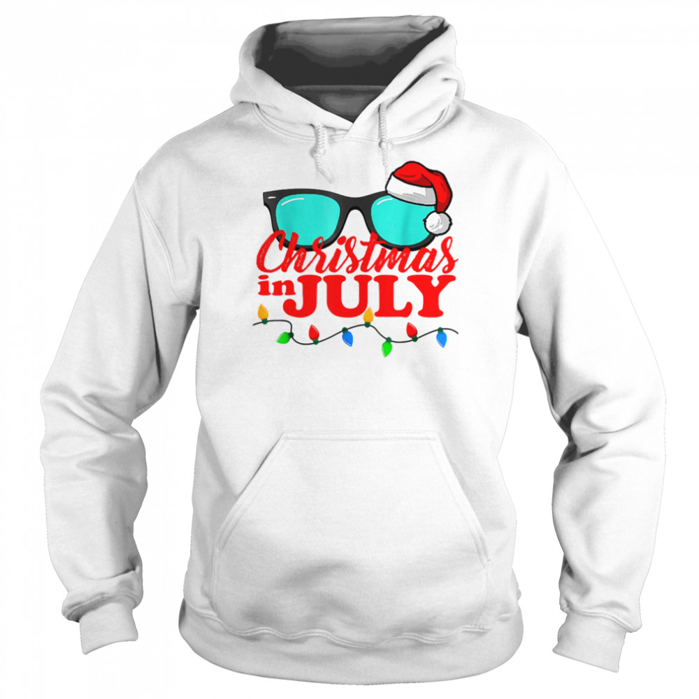 Christmas In July Santa Hat Sunglasses Summer Celebration T- Unisex Hoodie