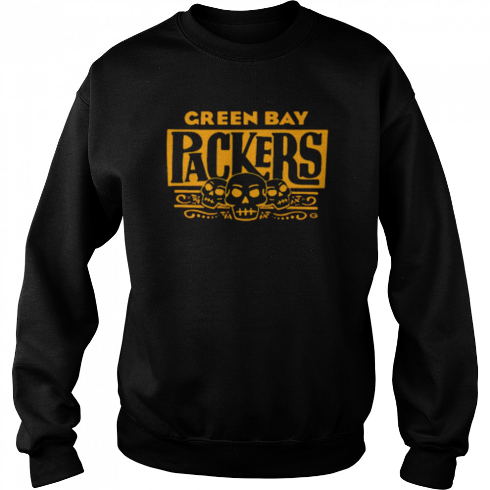 Green bay packers halloween packers sugar skull shirt Unisex Sweatshirt