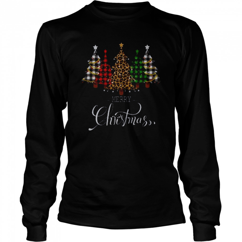 Merry Christmas Leopard Print shirt Long Sleeved T-shirt