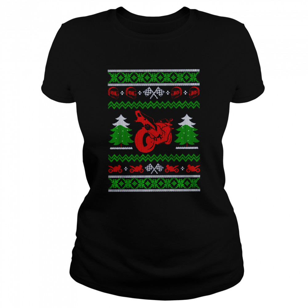 Red Sport Bike Motorcycle Rider Ugly Christmas shirt Classic Women's T-shirt