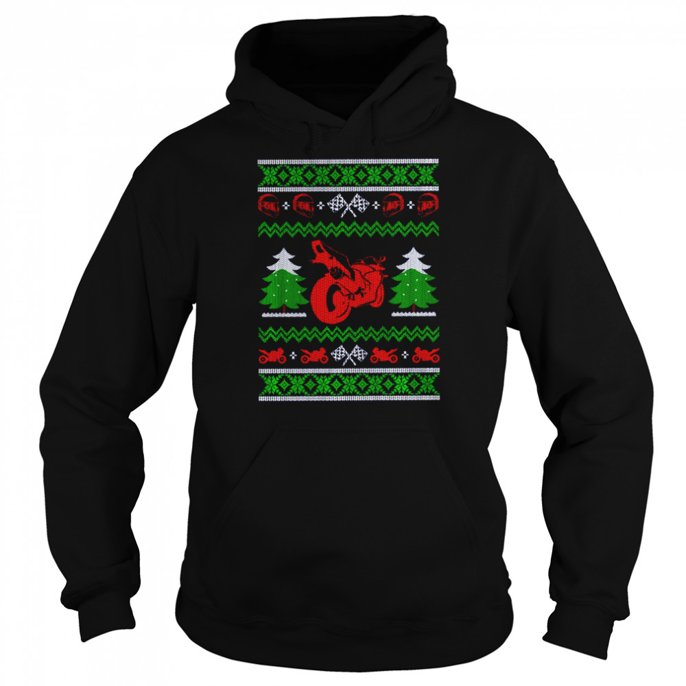 Red Sport Bike Motorcycle Rider Ugly Christmas shirt Unisex Hoodie