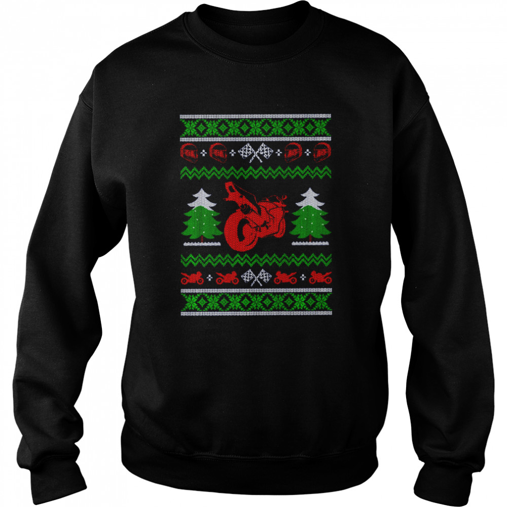 Red Sport Bike Motorcycle Rider Ugly Christmas shirt Unisex Sweatshirt