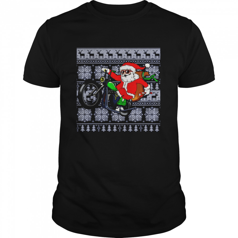 Santa Claus Coming On Motorcycle Ugly Christmas shirt Classic Men's T-shirt