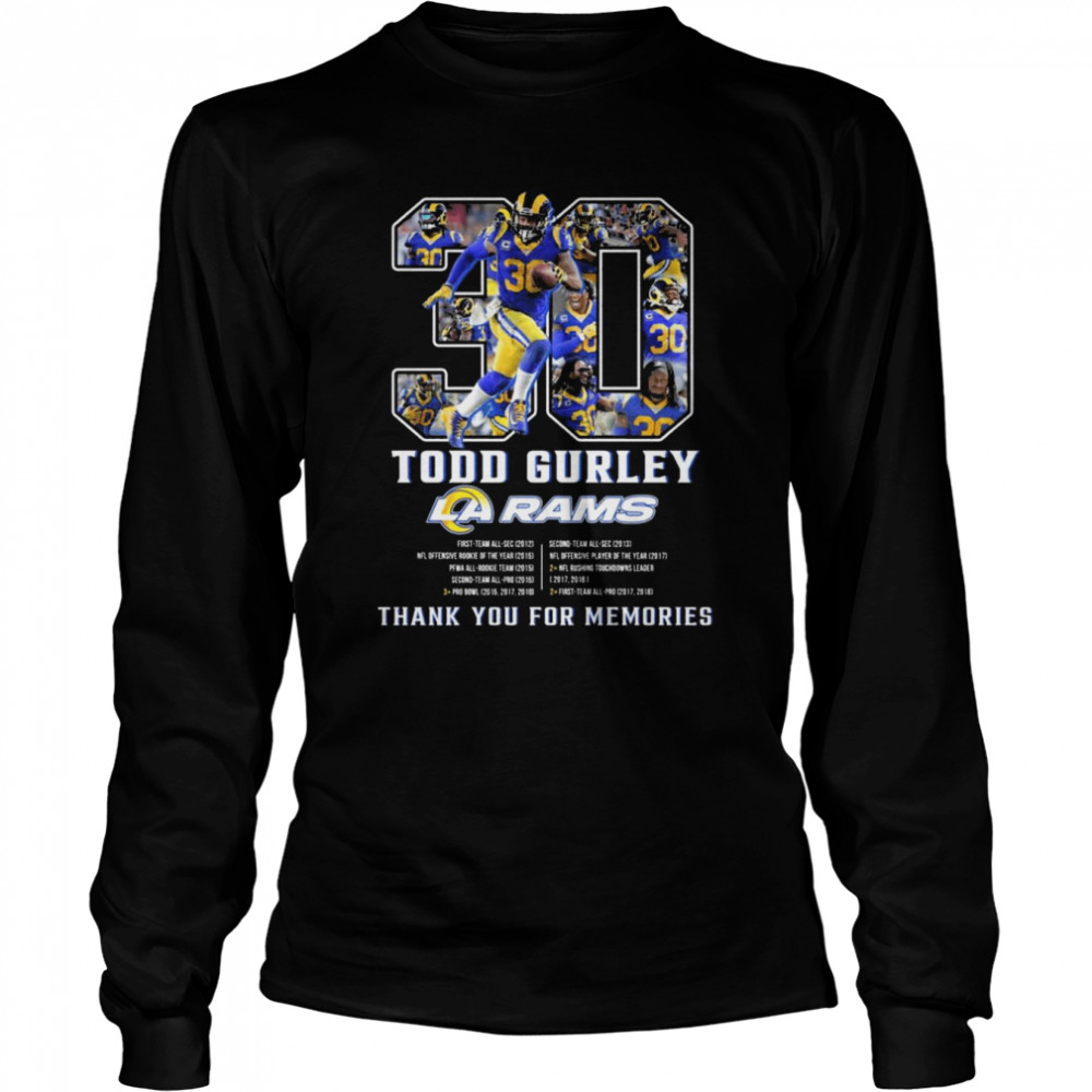 Todd Gurley Los Angeles Rams Thank You For The Memories Signature shirt Long Sleeved T-shirt