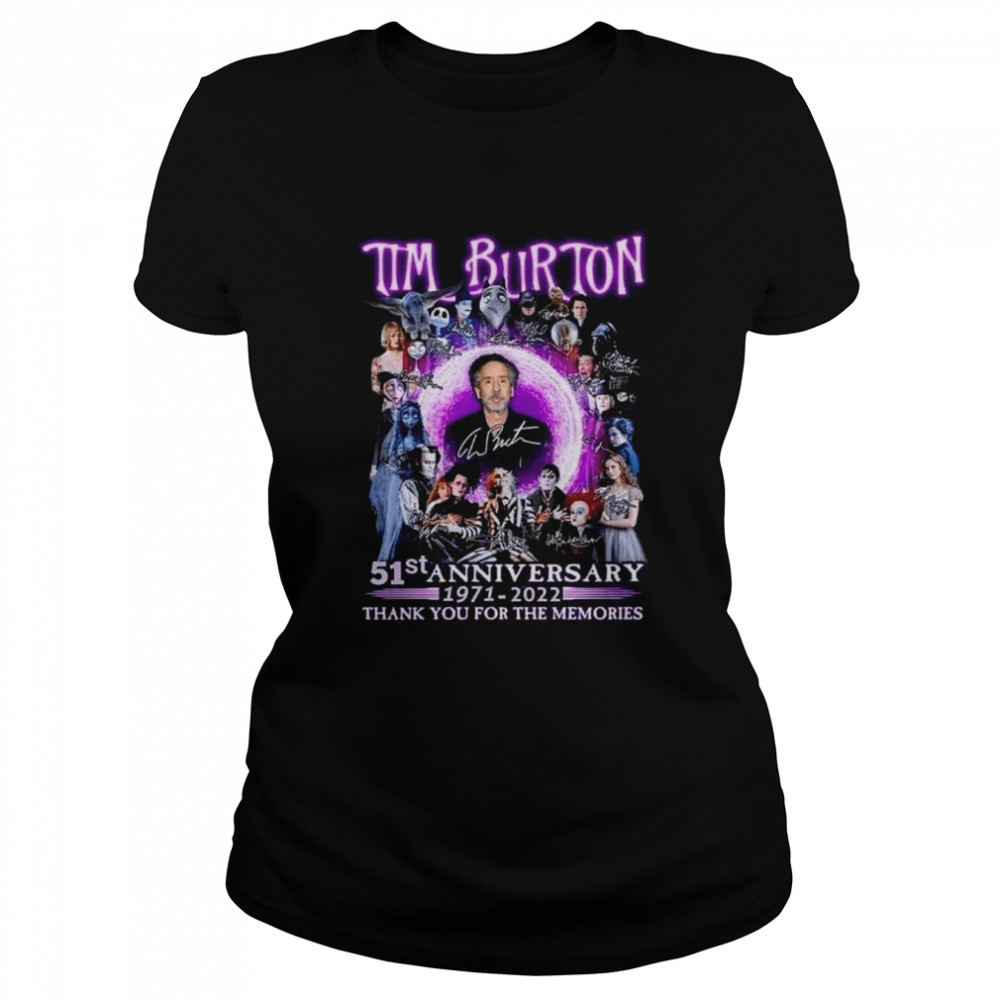 Tum Burton Movie Signature The Nightmare Before Christmas Edward Scissorhands Corpse Bride Beetlejuices Autumn Vibe shirt Classic Women's T-shirt