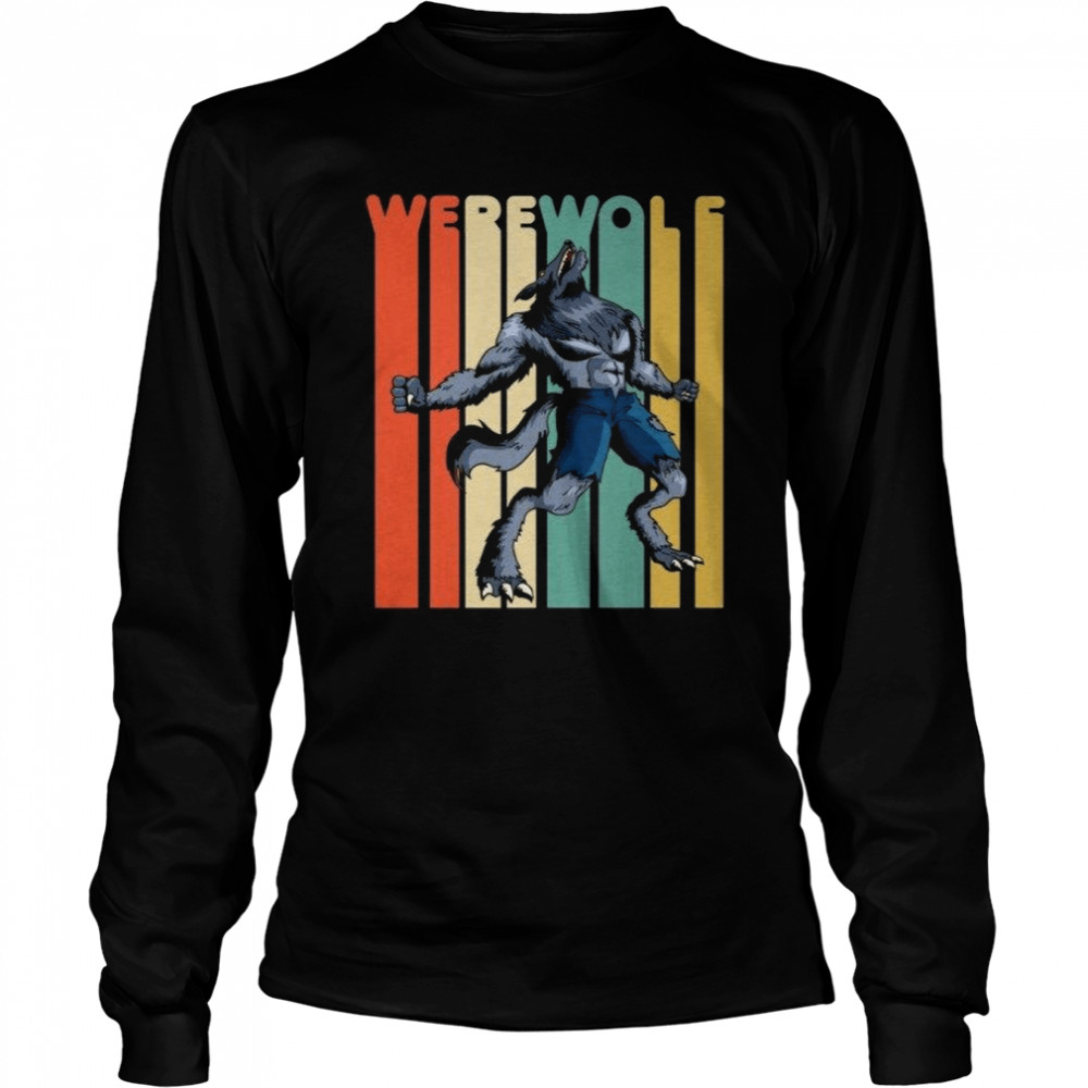 Vintage Style Werewolf Retro Halloween shirt Long Sleeved T-shirt