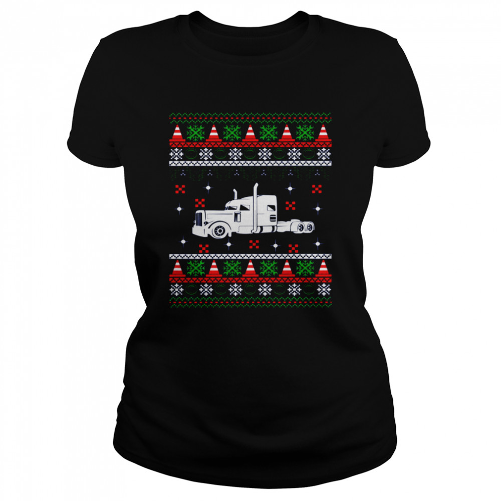 White Truck Driver Icon Christmas Ugly shirt Classic Women's T-shirt