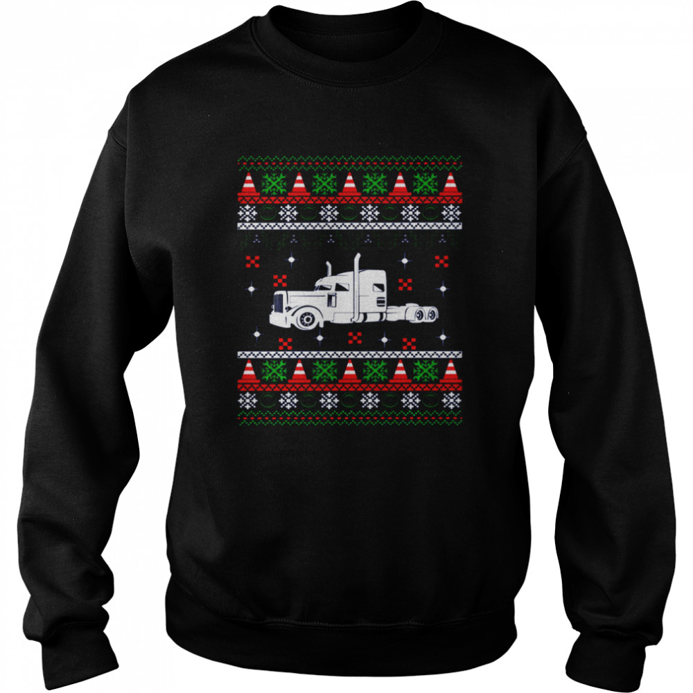 White Truck Driver Icon Christmas Ugly shirt Unisex Sweatshirt