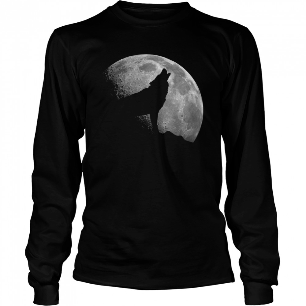 Wolf And Full Moon Silhouette Howling shirt Long Sleeved T-shirt