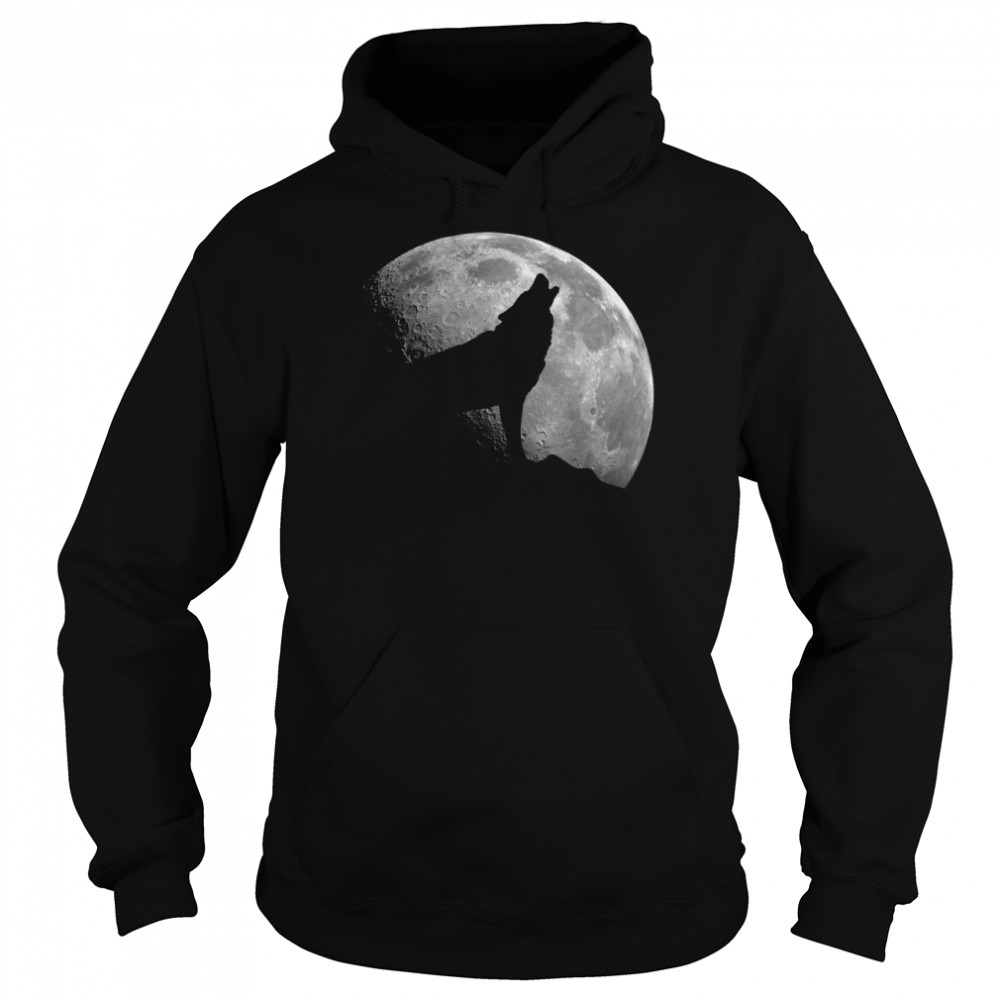 Wolf And Full Moon Silhouette Howling shirt Unisex Hoodie