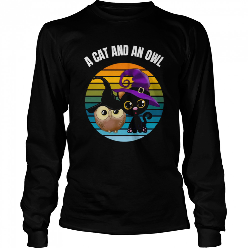 A Cat And An Owl Vintage shirt Long Sleeved T-shirt