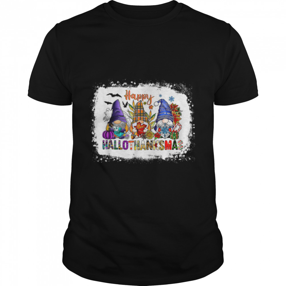 Happy Hallothanksmas Gnomes Halloween Thanksgiving Christmas T-Shirt B0BKLCLCQF