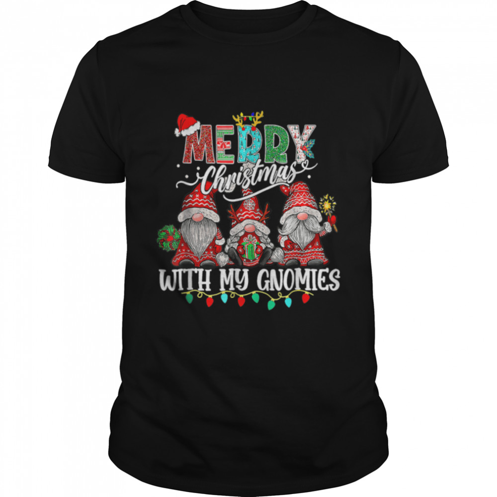 Merry Christmas With My Gnomies Funny Family Gnomes Xmas T-Shirt B0BM9RX913