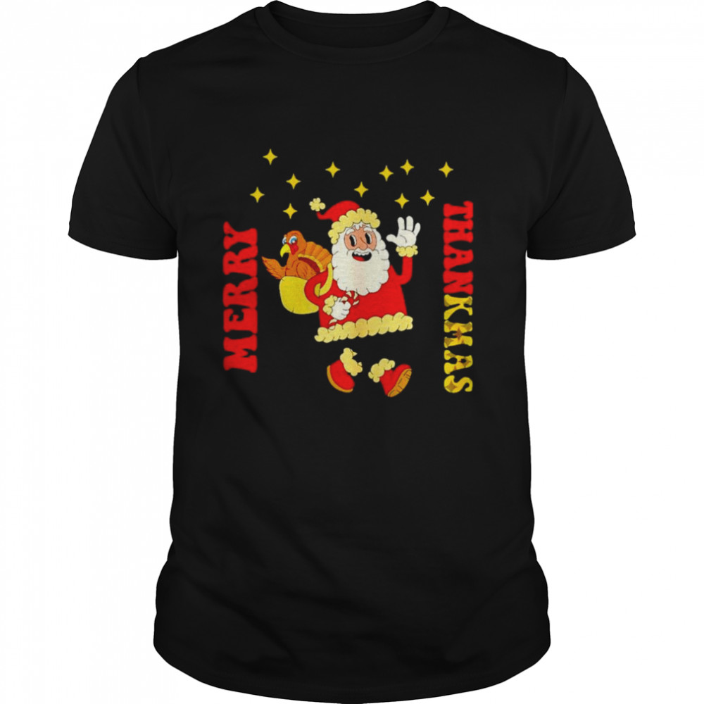 Merry Thanksmas Santa and turkey Thanksgiving Christmas shirt Classic Men's T-shirt