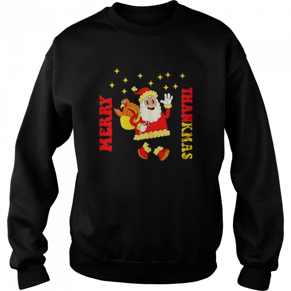 Merry Thanksmas Santa and turkey Thanksgiving Christmas shirt Unisex Sweatshirt