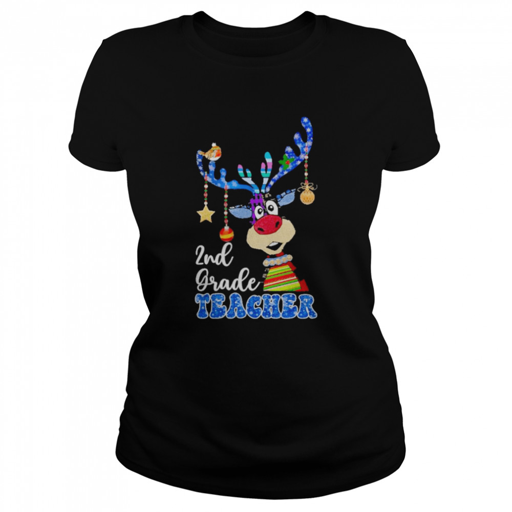 Reindeer Bauble 2nd Grade Teacher Merry Christmas 2022 shirt Classic Women's T-shirt