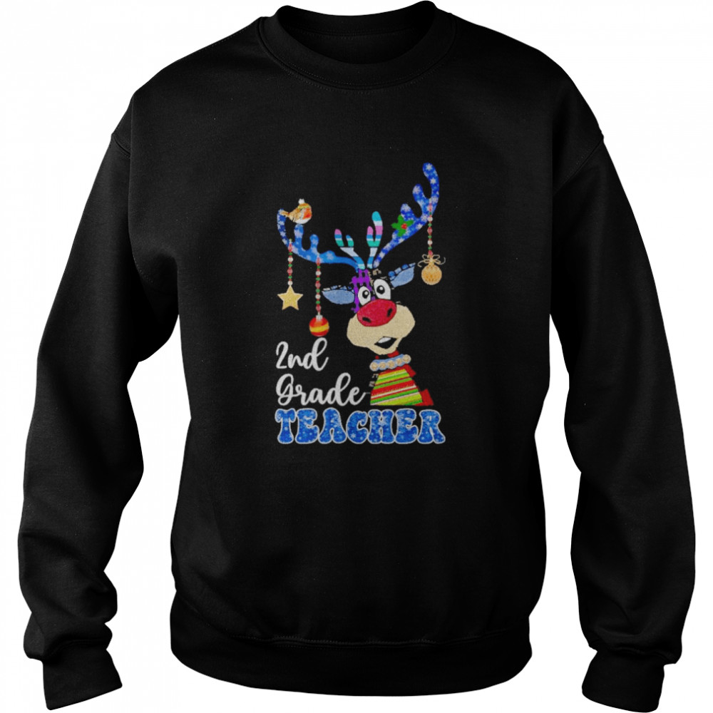 Reindeer Bauble 2nd Grade Teacher Merry Christmas 2022 shirt Unisex Sweatshirt