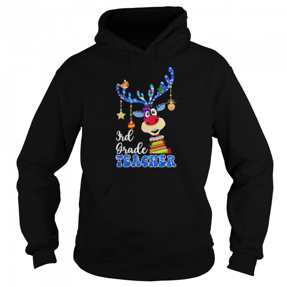 Reindeer Bauble 3rd Grade Teacher Merry Christmas 2022 shirt Unisex Hoodie