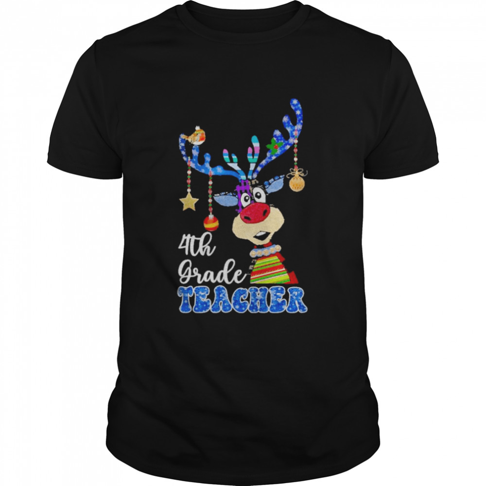 Reindeer Bauble 4th Grade Teacher Merry Christmas 2022 shirt Classic Men's T-shirt