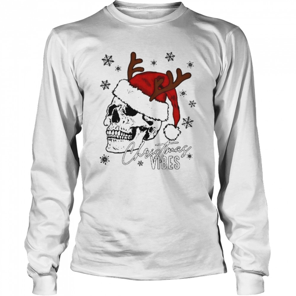 Skull Christmas Vibes Christmas shirt Long Sleeved T-shirt